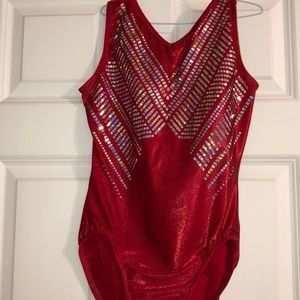 Red and silver gymnastics leo hardly worn!!